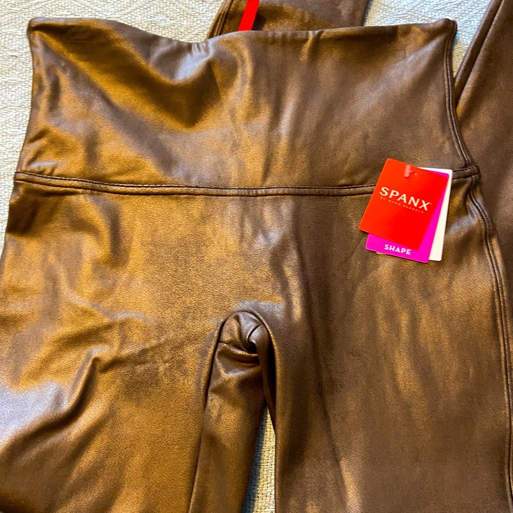 Spanx xl bronze leather look leggings